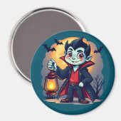 Aimant Vampire mignon avec Lantern Kawaii Halloween (Recto/Verso)