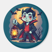 Aimant Vampire mignon avec Lantern Kawaii Halloween (Devant)