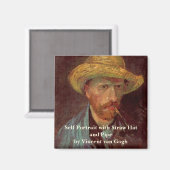 Aimant Van Gogh Autoportrait avec Casquette paille et tuy (Recto/Verso)