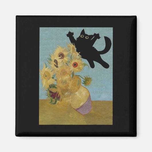 Aimant Van Gogh Fleurs Chat Tournesols (Devant)