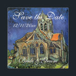 Aimant van Gogh, L'église d'Auvers, Sauvez la date<br><div class="desc">Enregistrez l'aimant personnalisable Date. L'église d'Auvers (1890) de Vincent van Gogh est une peinture religieuse de post impressionnisme vintage d'art, représentant une femme marchant le long d'un chemin vers la chapelle du village avec de beaux vitraux. Une scène d'architecture de vie quotidienne. À propos de l'artiste : Vincent Willem van...</div>