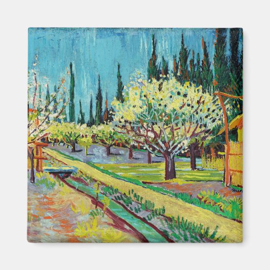Aimant Van Gogh - Orchard Bordé par Cyprès (Devant)