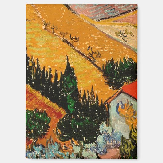 Aimant Van Gogh - Paysage avec maisons et fleurs (Recto)