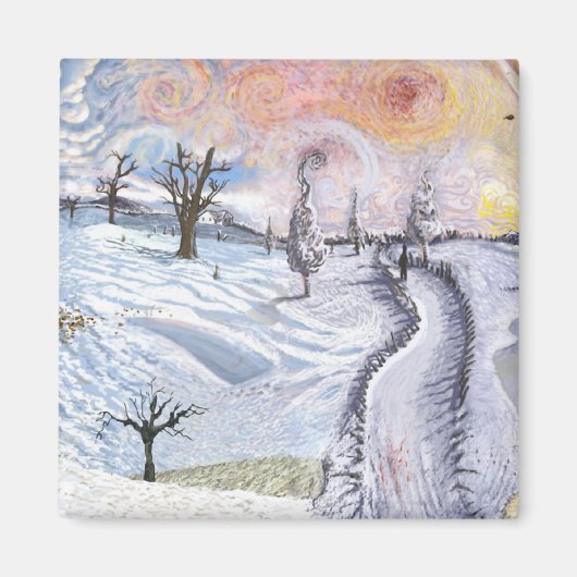 Aimant Van Gogh : Paysage hivernal (Devant)