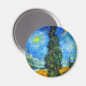 Aimant Van Gogh Road avec Cypress et Star (Recto/Verso)