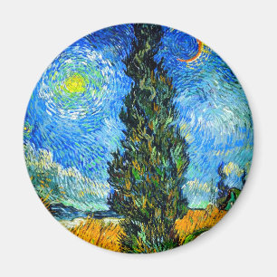 Aimant Van Gogh Road avec Cypress et Star