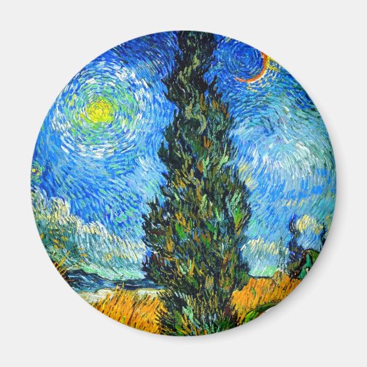 Aimant Van Gogh Road avec Cypress et Star (Devant)