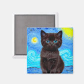 Aimant Van Gogh Starry Night Black Cat (Recto/Verso)