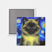 Aimant Van Gogh Starry Nuit Siamese Cat (Recto/Verso)