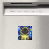 Aimant Van Gogh Starry Nuit Siamese Cat (In Situ (Lave-vaisselle))