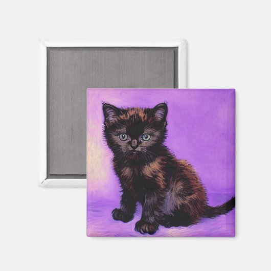 Aimant Van Gogh Style Chat pourpre (Recto/Verso)