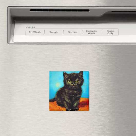 Aimant Van Gogh Style Pouting Kitten (In Situ (Lave-vaisselle))