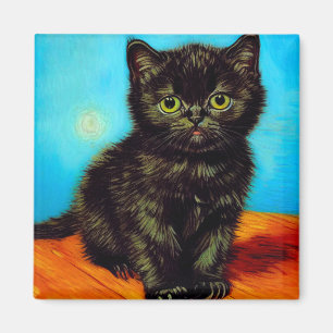 Aimant Van Gogh Style Pouting Kitten
