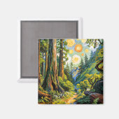 Aimant Van Gogh Style Redwood National Park Hiking Trail  (Recto/Verso)