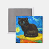Aimant Van Gogh Style Starry Night Cat (Recto/Verso)