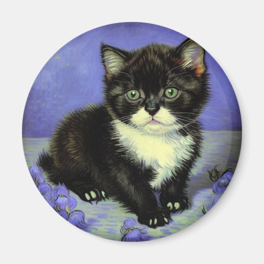 Aimant Van Gogh Tuxedo Kitten (Devant)