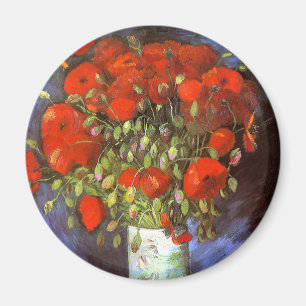 Aimant Van Gogh : Vase avec des pavots rouges