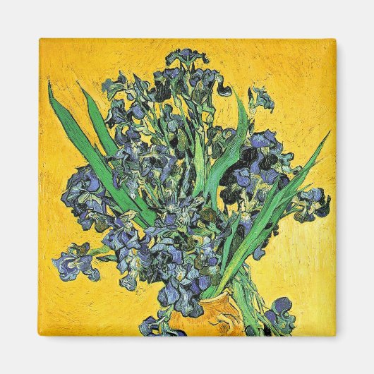 Aimant Van Gogh - Vase avec Irises Arrière - plan jaune (Devant)