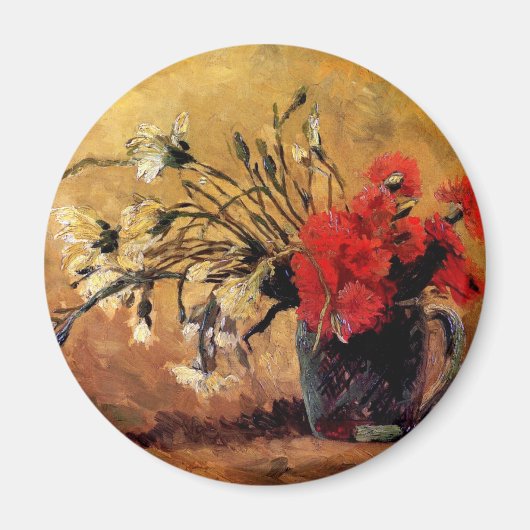 Aimant Van Gogh - Vase avec oeillets rouges et blancs (Devant)