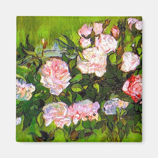 Aimant Van Gogh Vie morte avec des roses roses roses (Devant)