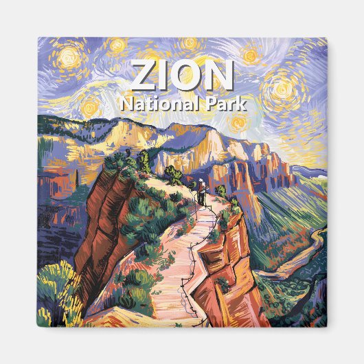 Aimant Van Gogh Zion Angels Landing Hiking Trail Custom (Devant)