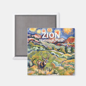 Aimant Van Gogh Zion Animal Deer Colorful Canyon Custom (Recto/Verso)