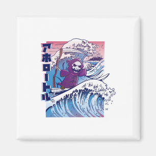 Aimant Vaporwave drôle Kanagawa Grande Vague Japon Surf