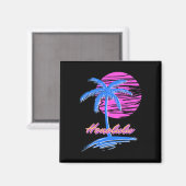 Aimant Vaporwave Synth Outrun Sunset 80s Plage Rétro Hono (Recto/Verso)