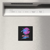 Aimant Vaporwave Synth Outrun Sunset 80s Plage Rétro Hono (In Situ (Lave-vaisselle))