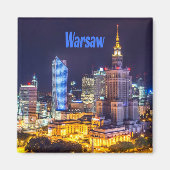 Aimant Varsovie Pologne Nuit Skyline Varsovie Spire (Devant)