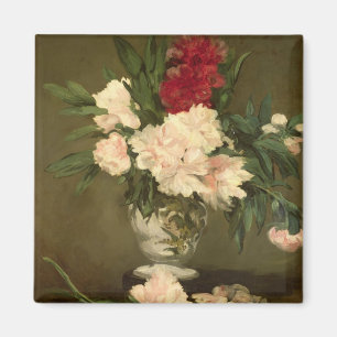 Aimant Vase à Manet de pivoines sur un petit piédesta