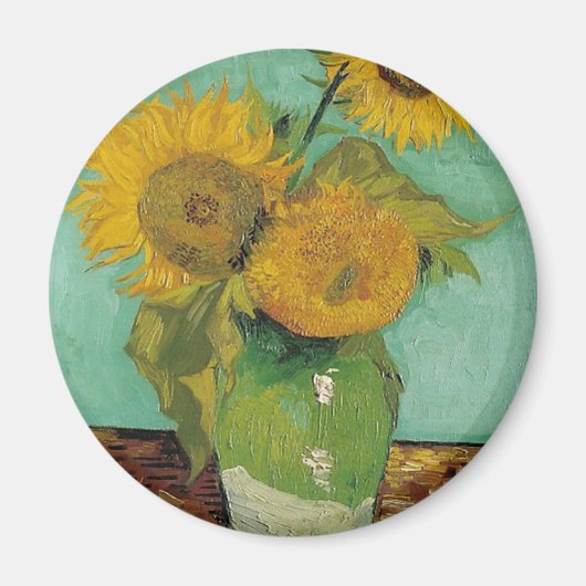 Aimant Vase avec trois tournesols, Vincent van Gogh (Devant)