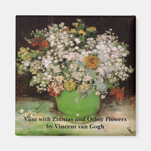 Aimant Vase avec Zinnia Flowers par Vincent van Gogh (Devant)