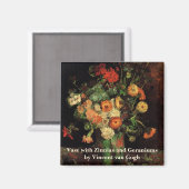 Aimant Vase avec Zinnias et Geraniums, Vincent van Gogh (Recto/Verso)