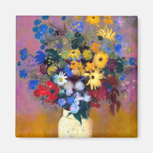 Aimant Vase blanc avec fleurs Odilon Redon (Devant)