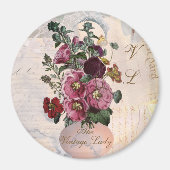 Aimant Vase-Dame Vintage + Monogramme (Devant)