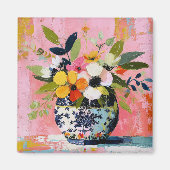 Aimant Vase de fleurs coloré et vibrant (Devant)