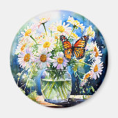 Aimant Vase de marguerites joli floral (Devant)