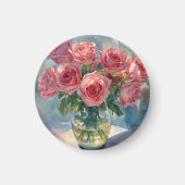 Aimant Vase de roses roses (Devant)