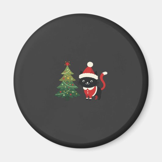 Aimant Vecteur de chat de Noël Santa Tree (Devant)