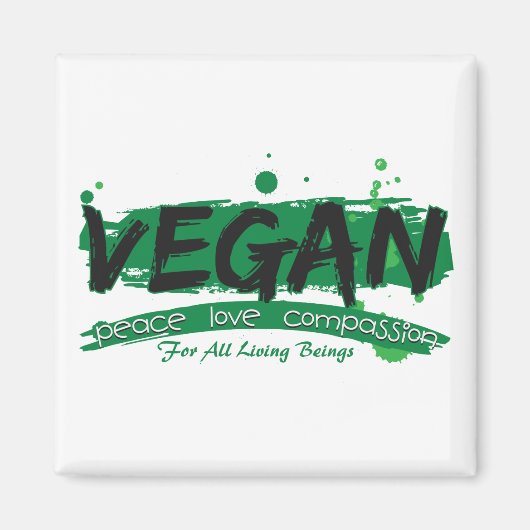 Aimant Vegan Peace Love Compassion (Devant)