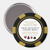Aimant Vegas Black Gold Poker Chip Wedding Enregistrer La (Recto/Verso)