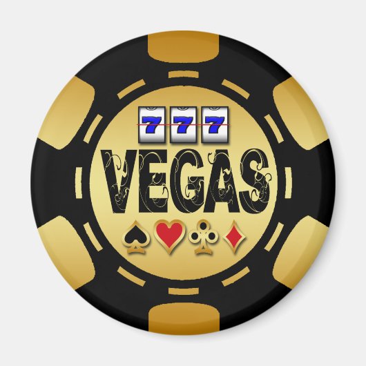 AIMANT VÉGAS GOLD ET NOIR POKER CHIP (Devant)