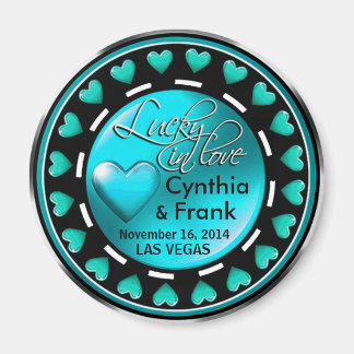Aimant Vegas Lucky in Love Hearts Casino Chip turquoise