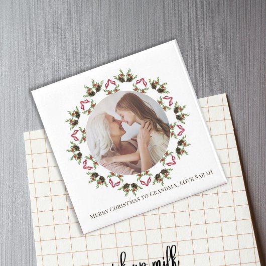 Aimant Végétation de Noël Holly Berries Foliage Wreath