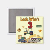 Aimant Véhicules de construction 3e chemises d'anniversai (Recto/Verso)