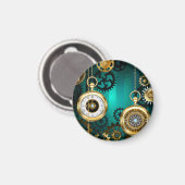 Aimant Veille bijoux Steampunk sur un Arrière - plan vert (Recto/Verso)