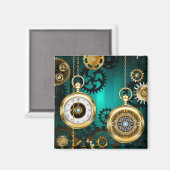 Aimant Veille bijoux Steampunk sur un Arrière - plan vert (Recto/Verso)