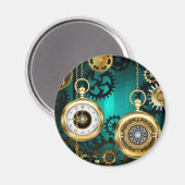 Aimant Veille bijoux Steampunk sur un Arrière - plan vert (Recto/Verso)