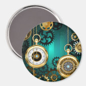 Aimant Veille bijoux Steampunk sur un Arrière - plan vert (Recto/Verso)